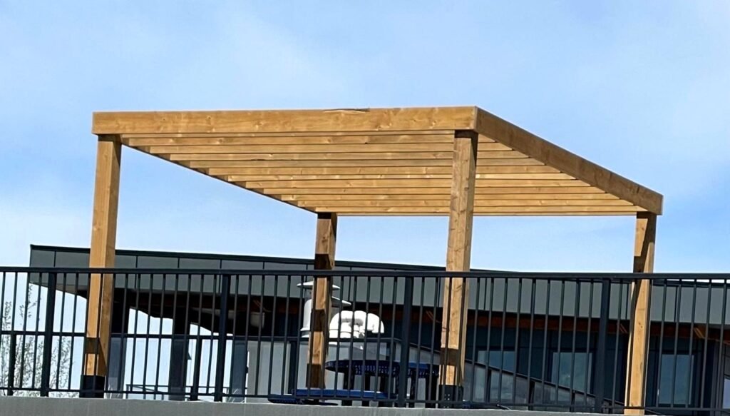 calgary rooftop wood pergola construction