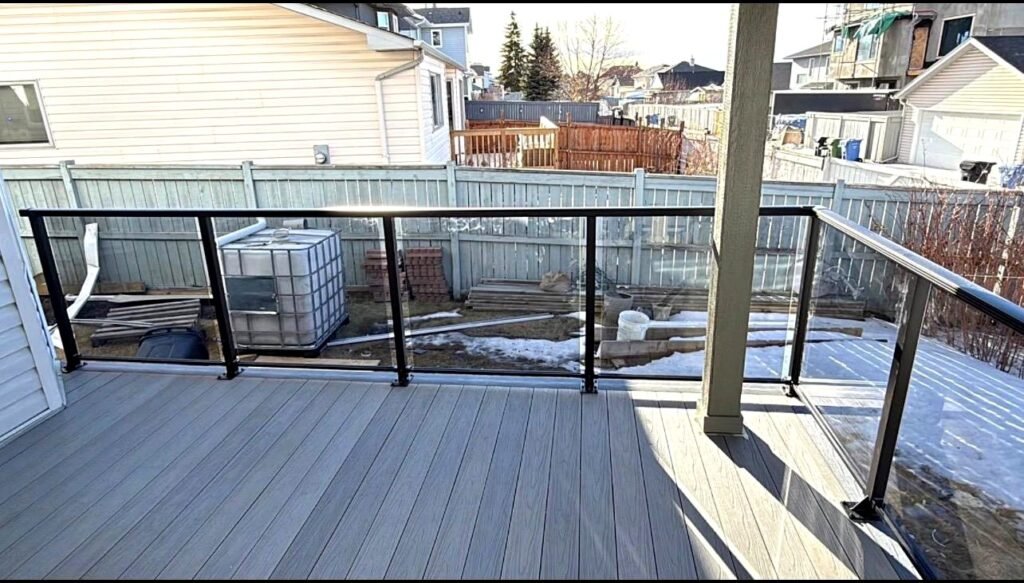 composite deck with glass railing calgary